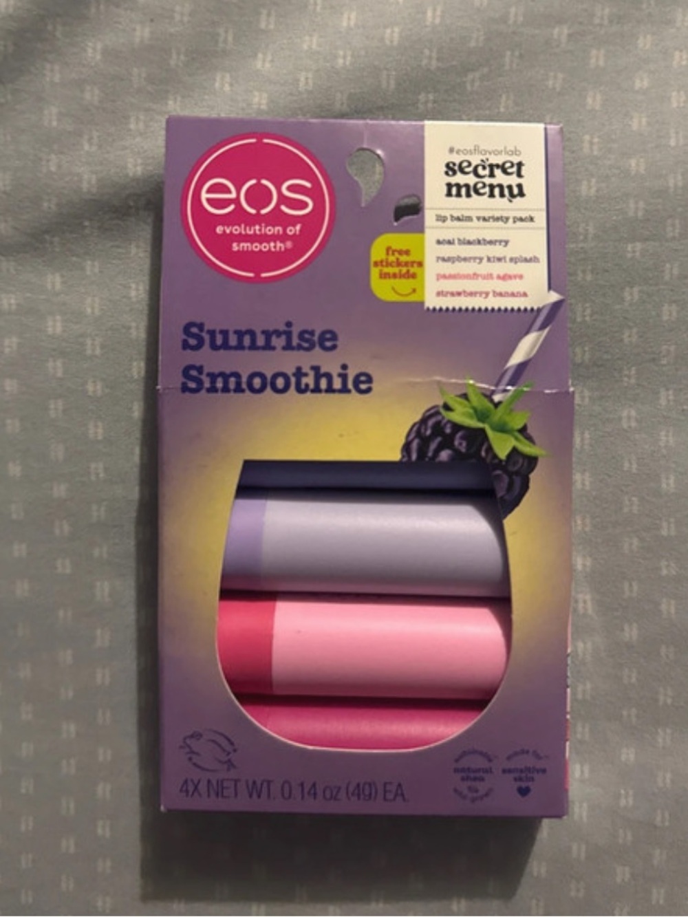 EOS flavor lab secret menu sunrise smoothie eos lip balm set